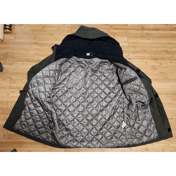 Vintage St Johns Bay Mens Large Parka Jacket Green Quilt Removable Hood Full Zip - Picture 7 of 15